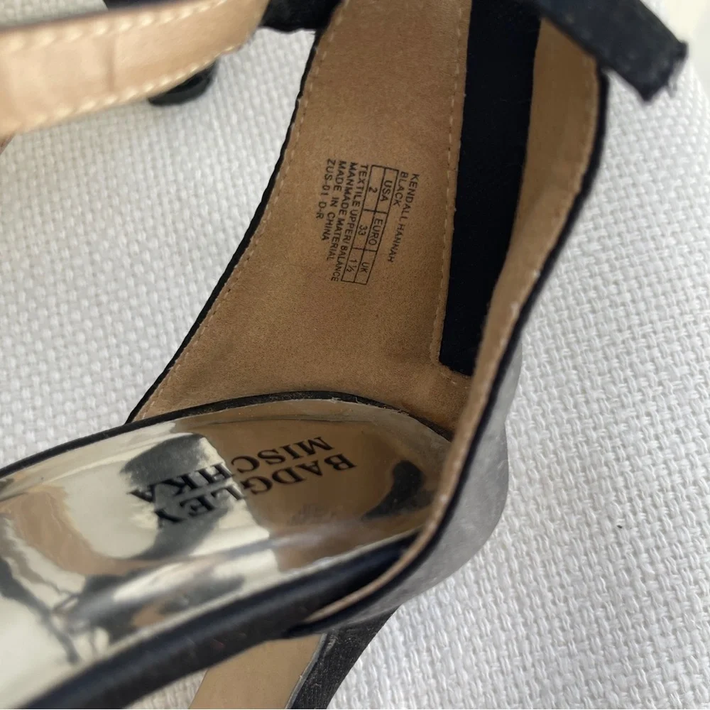 Badgley Mischka Black Strappy Heels with Crystal Accents - Picture 6 of 9